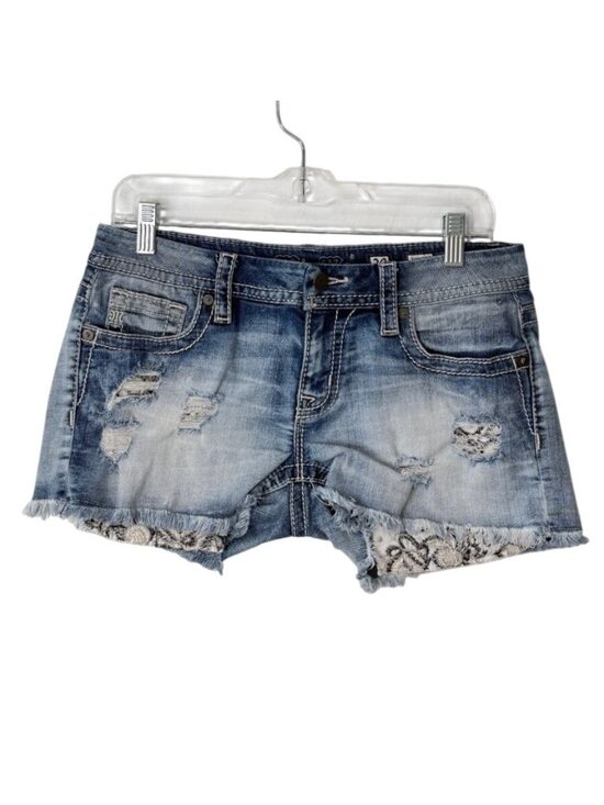 Miss Me Pants - Miss Me Womens Size 29 Signature Short Distressed Denim With Lace Accents USA